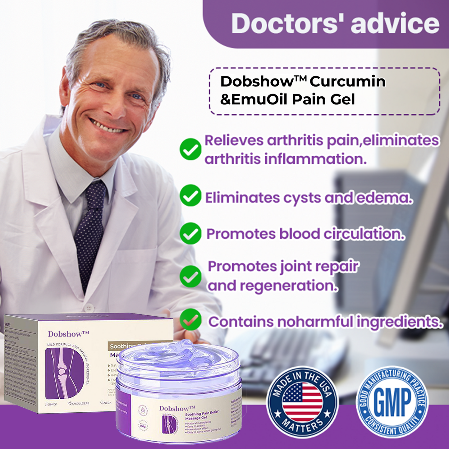 Dobshow™ Turmeric & Emu Oil Arthritis Soothing Pain Relief Massage Gel