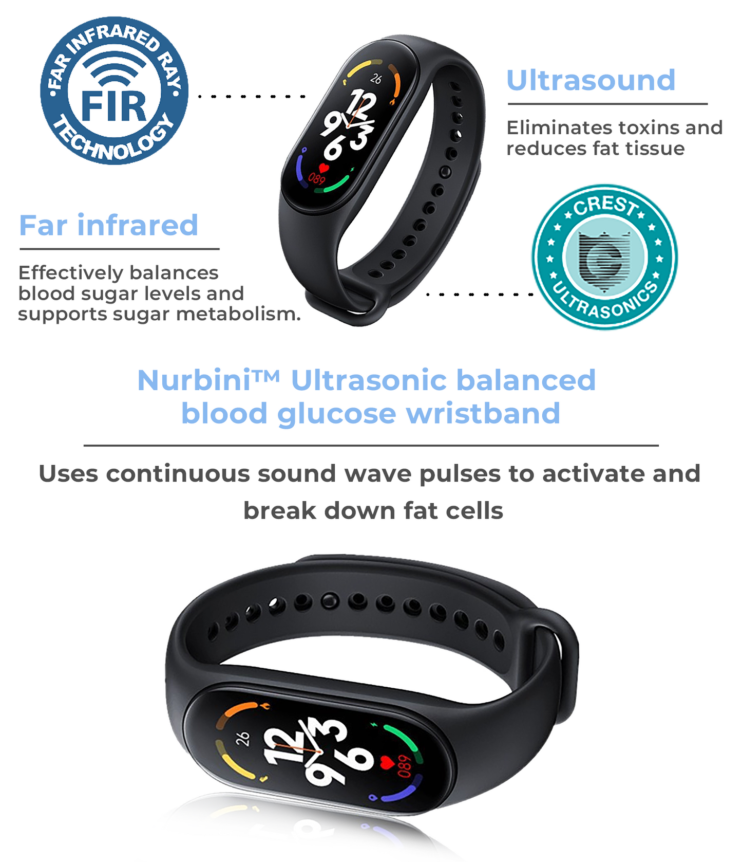 Nurbini™ 🎉🎁 Limited-Time Offer🎉Ultrasonic balanced blood glucose wristband