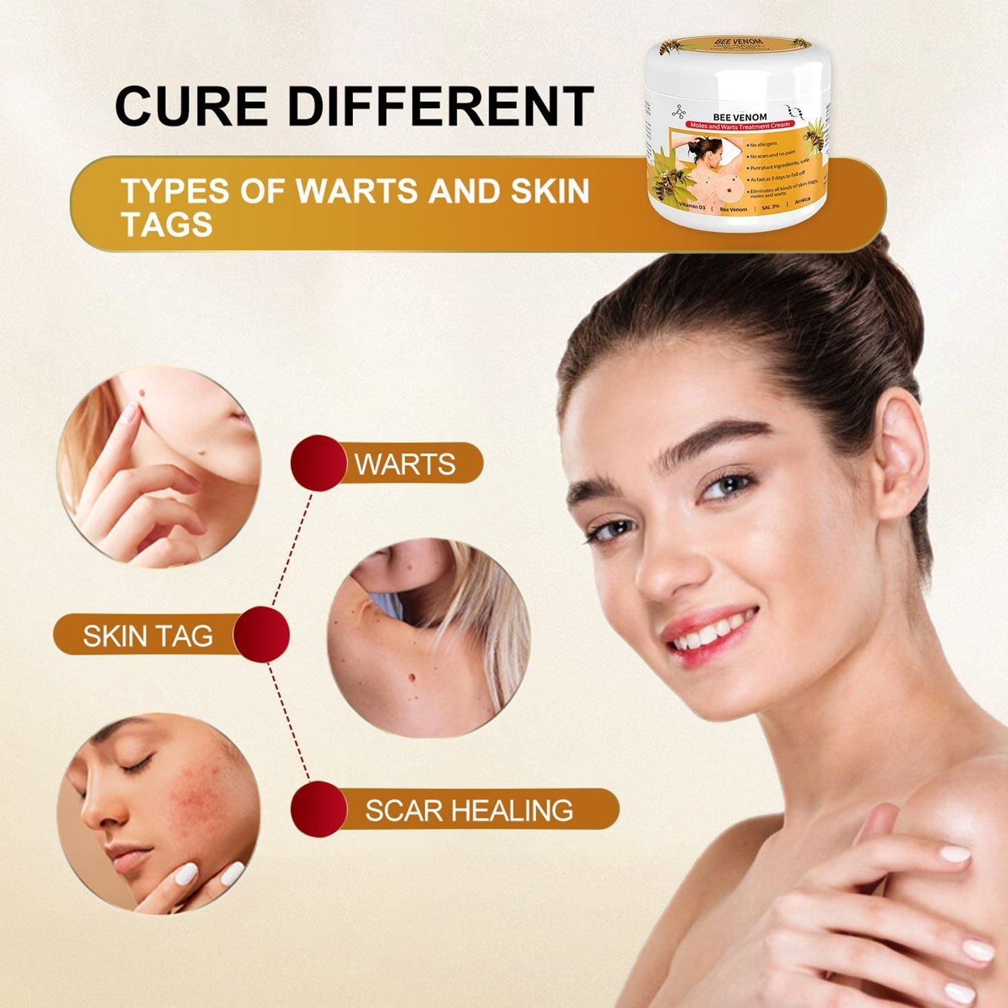 🐝🐝 Dobshow™Bee Venom Mole and Wart Treatment Cream(👨⚕AAD RECOMMENDS)