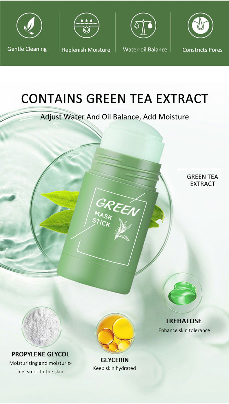 Dobshow™ Green Tea Clay Mask Stick For Oil Control, Blackhead Reduction, and Pore Minimization
