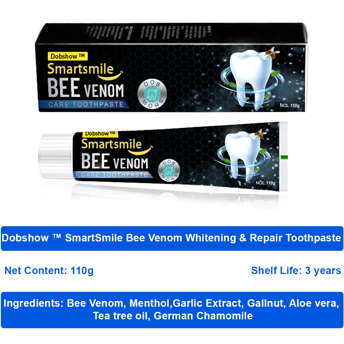𦷠Dobshow⢠SmartSmile Bee Venom Whitening & Repair Toothpaste