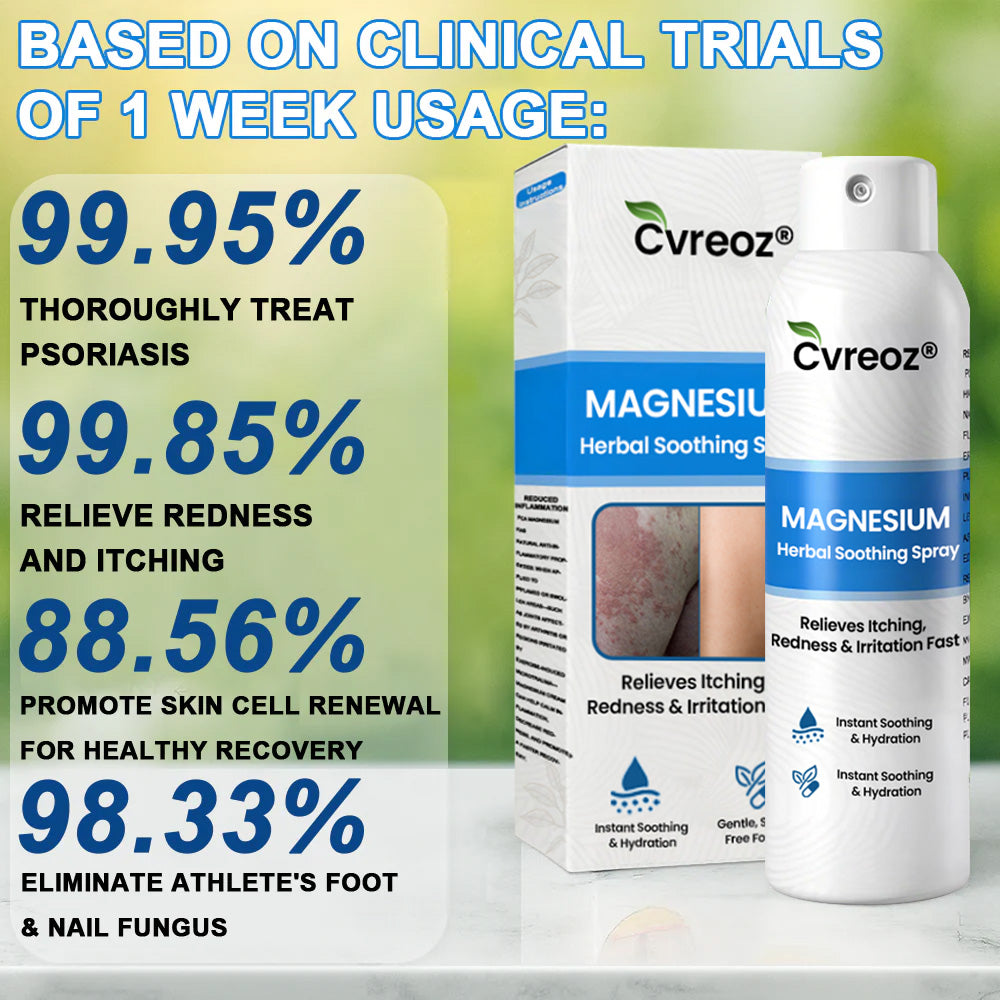 🔥𝙁𝙞𝙣𝙖𝙡 3 𝙃𝙤𝙪𝙧𝙨: 80% 𝙊𝙁𝙁: Cvreoz® Magnesium Herbal Psoriasis Spray⚕️ 𝘍𝘋𝘈 𝘊𝘦𝘳𝘵𝘪𝘧𝘪𝘦𝘥 (𝘧𝘰𝘳 𝘵𝘩𝘦 𝘵𝘳𝘦𝘢𝘵𝘮𝘦𝘯𝘵 𝘰𝘧 𝘱𝘴𝘰𝘳𝘪𝘢𝘴𝘪𝘴 𝘢𝘯𝘥 𝘦𝘤𝘻𝘦𝘮𝘢, 𝘪𝘮𝘱𝘳𝘰𝘷𝘦𝘮𝘦𝘯𝘵 𝘰𝘧 𝘣𝘢𝘤𝘵𝘦𝘳𝘪𝘢𝘭 𝘪𝘯𝘧𝘦𝘤𝘵𝘪𝘰𝘯𝘴 𝘪𝘯 𝘵𝘩𝘦 𝘨𝘦𝘯𝘪𝘵𝘢𝘭 𝘢𝘳𝘦𝘢, 𝘵𝘳𝘦𝘢𝘵𝘮𝘦𝘯𝘵 𝘰𝘧 𝘢𝘤𝘯𝘦 𝘢𝘯𝘥 𝘸𝘢𝘳𝘵𝘴, 𝘦𝘭𝘪𝘮𝘪𝘯𝘢𝘵𝘦𝘴 𝘱𝘴𝘰𝘳𝘪𝘢𝘴𝘪𝘴 𝘢𝘯𝘥 𝘦𝘤𝘻𝘦𝘮𝘢, 𝘦𝘵𝘤.)