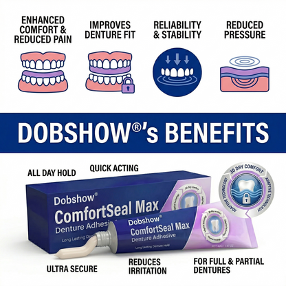 👨‍⚕️Dobshow® ComfortSeal Max Denture Adhesive—🦷96-hour long-lasting, heat adaptive technology