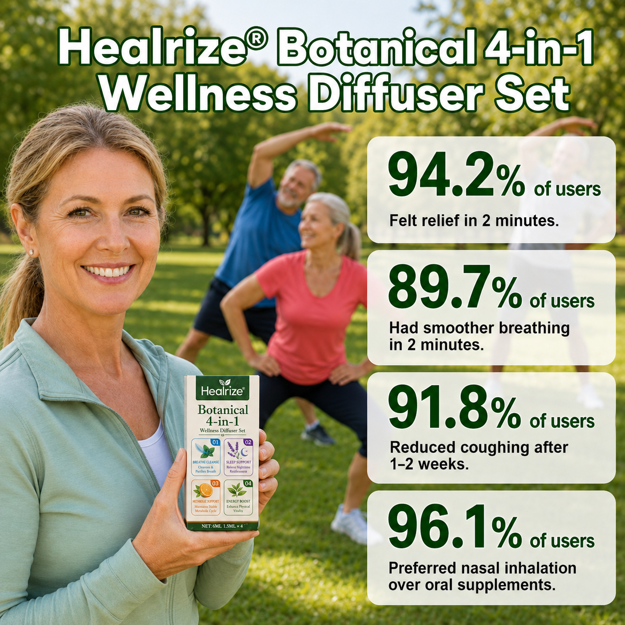🌿🔥Healrize® Botanical 4-in-1 Wellness Diffuser Set | 2-Min Instant Relief & 24/7 Care