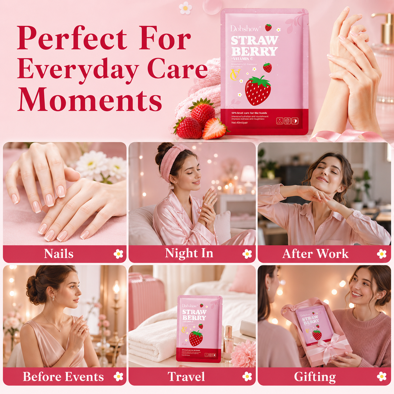 Dobshow® Strawberry Vitamin C Radiance Hand Mask