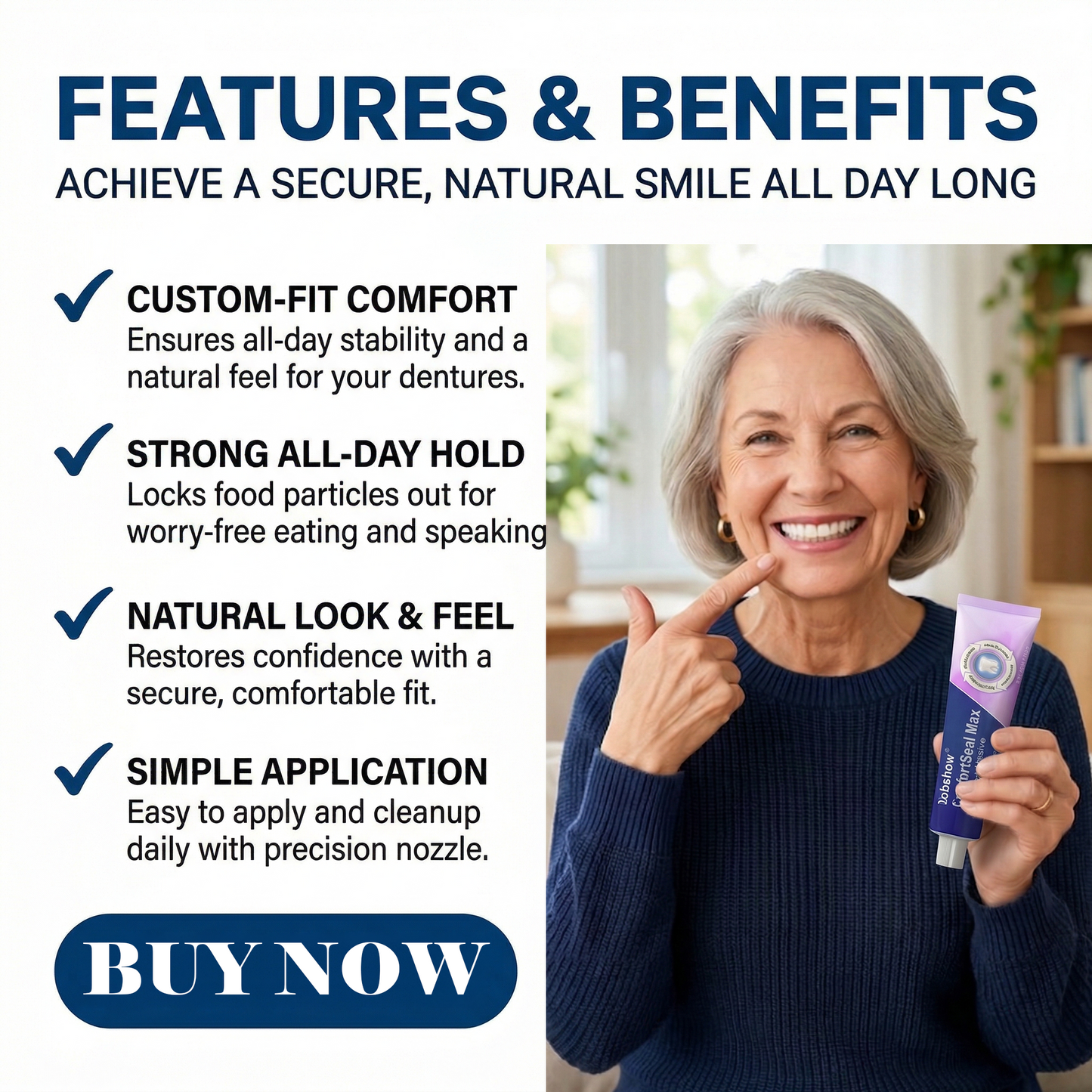 👨‍⚕️Dobshow® ComfortSeal Max Denture Adhesive—🦷96-hour long-lasting, heat adaptive technology