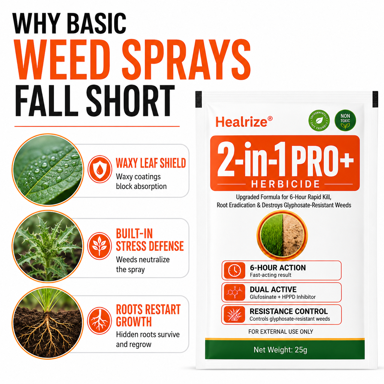 🏆𝘂𝘀 𝙊𝙛𝙛𝙞𝙘𝙞𝙖𝙡 𝙎𝙩𝙤𝙧𝙚 | Healrize® Advanced 2-in-1 Pro+ Herbicide | Upgraded Formula for 6-Hour Rapid Kill, Root Eradication & Destroys Glyphosate-Resistant Weeds