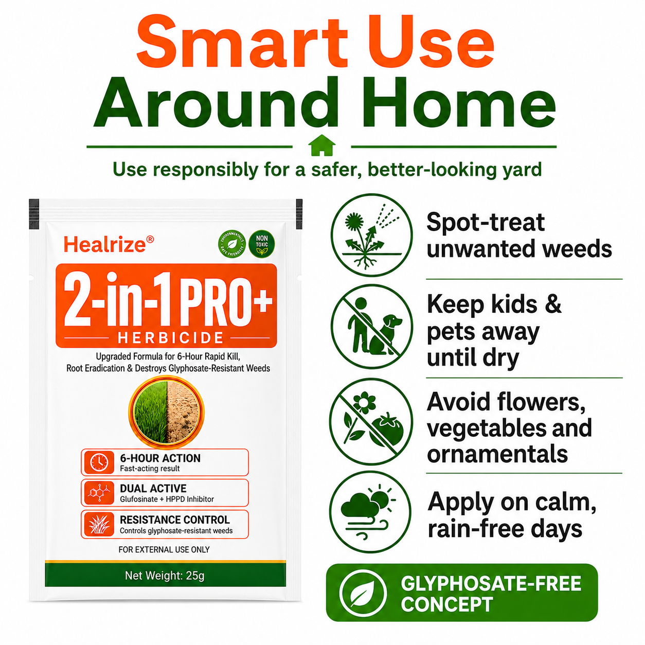 🏆𝘂𝘀 𝙊𝙛𝙛𝙞𝙘𝙞𝙖𝙡 𝙎𝙩𝙤𝙧𝙚 | Healrize® Advanced 2-in-1 Pro+ Herbicide | Upgraded Formula for 6-Hour Rapid Kill, Root Eradication & Destroys Glyphosate-Resistant Weeds